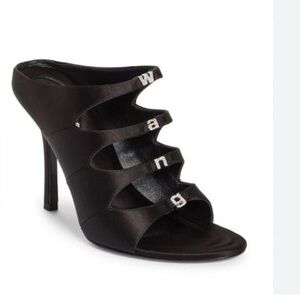 Alexander Wang Lolita Crystal 105 black satin sandals 41=11